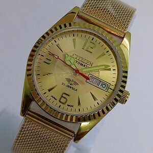 Vintage CITIZEN Automatic 21-J Day & Date Japanese Men's Gold Dial Wristwatch